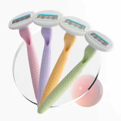 Customized pink Ladies razor 4 Blade Women Shaving razor With Cartridges