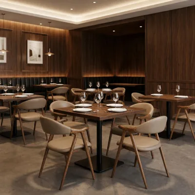 Commercial Hospitality Project Seating Ash Wood Table and Upholstered Armchair Restaurant Sets
