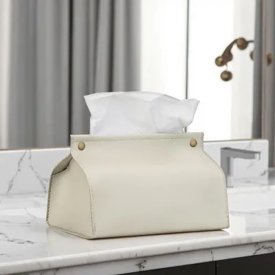 PU Tissue Box Organizer Cover Leather Paper Tissue Holder for Bathroom
