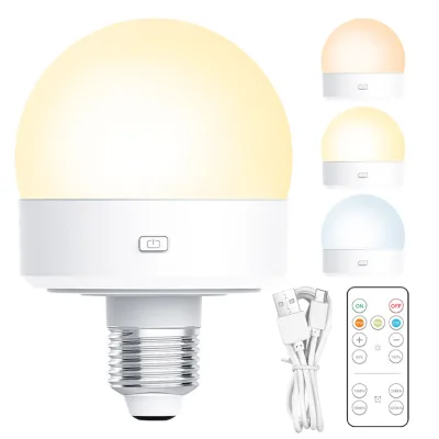 Detachable E27 Base Rechargeable Emergency Bulb Tunable White Remote Control Wireless Table Lamps Wall Lamp USB Light Bulb LED