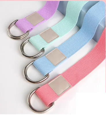 Custom Logo 180cm Durable Nonelastic Yoga Strap with D Rings for Unisex Fitness Pilates Exercise
