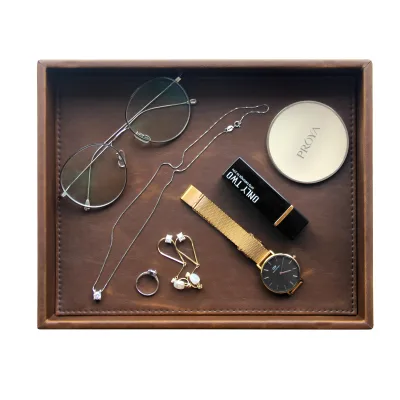 Luxury Decorative Rectangle Custom Leather Tray Jewelry Display Tray