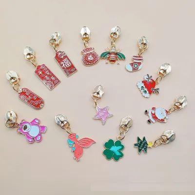 Garments Clothes Bags Luggages Accessories Christmas Elements Metal Zip Head Puller Pull Tail for Nylon Zip with Small MOQ