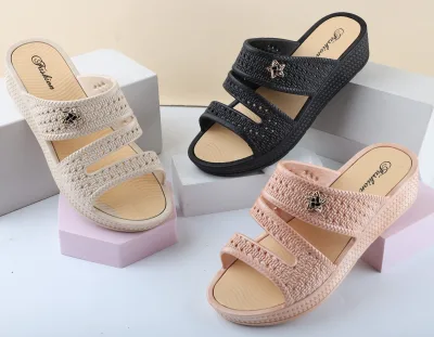 Wholesale Price Anti-skid Design Indoor/Outdoor Open Toe Mesh High Heel Slippers