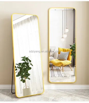 Floor Mirror Rectangle  Standing Metal Aluminum Alloy Mirror Bathroom Mirror