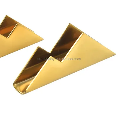 Modern Stainless Steel Business Card Holder Mountain Shape Tabletop Card Display Stand Gold