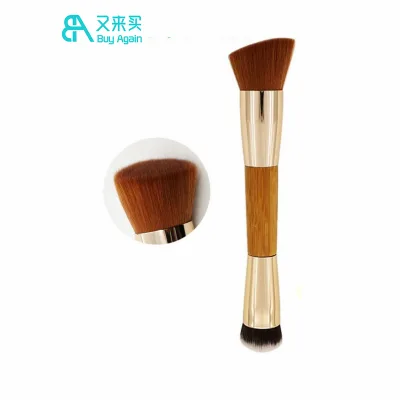 Wholesale Custom logo High Quality Bamboo Makeup Brushes Double Dual Sided Doubled Ended Bamboo Foundation Brush