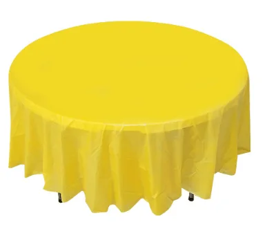 Round 84in Disposable Party Tablecloth Peva Plastic Sheet Solid Color Waterproof and Oil-proof Tablecloth Tablecloth Ins