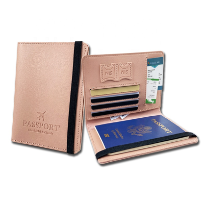 Wholesale Fashion Travel  Embossed Letters PU Leather Passport Cover With Elastic Band