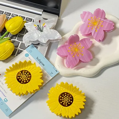 Acetate Hair Claw Accessories Flower Sunflower Lily Cherry Blossoms Sakura Shaped Hair Clips