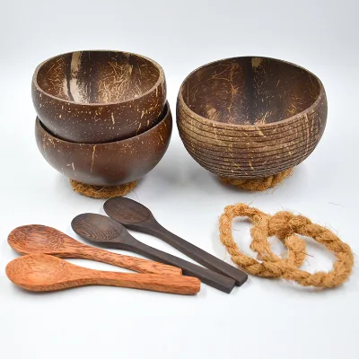 Bamboo Coconut Smoothie Bowls and Coconut Spoons Gift Set