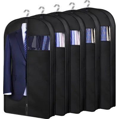 Black Non-Woven Fabric Three-Dimensional Transparent Window Clothing Dust Cover Reusable Portable Spring Suit Protection Dust