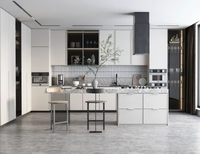 Modern Custom Kitchen Storage Furniture Cupboard Vanity Melamine Board Kitchen Cabinet