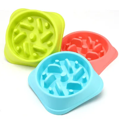 Candy-Colored Anti-Gulping Dog Bowl Slow Feeder Interactive Bloat Stop for Fast Eaters PP Material for Pet Food and Feed