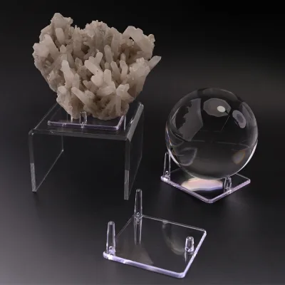 New Arrival 8.5x8.5x3.6cm PS Clear Transparent Morden Style Base Minerals Stone Coral Geodes Rock Display Rack Office Use