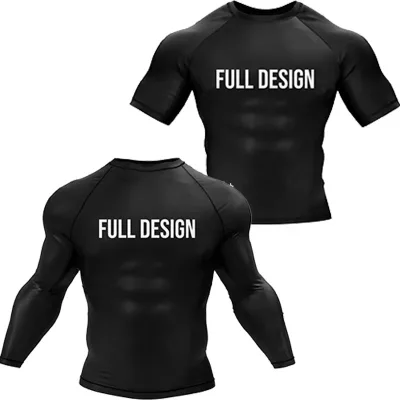 Wholesale Custom Logo Printed Men's UPF50+ Quick Dry Breathable Gym Compression Shirts Polyester/Spandex Rash Guard
