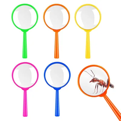 Manufacture Direct Children's Magnifier 60mm Acrylic Round Handheld Magnifying Glass for Outdoor Kids Toys