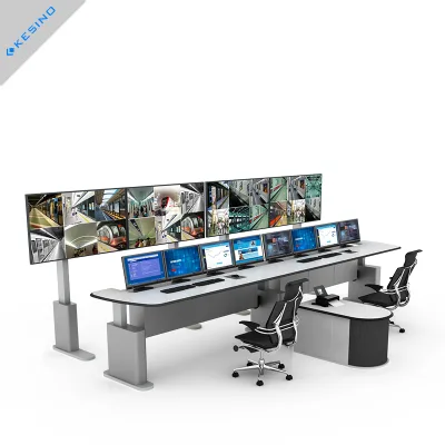 Ergonomic Metal Control Room Console Cold Rolled Steel Security Monitoring Desk Fireproof MDF Command Center Workstation