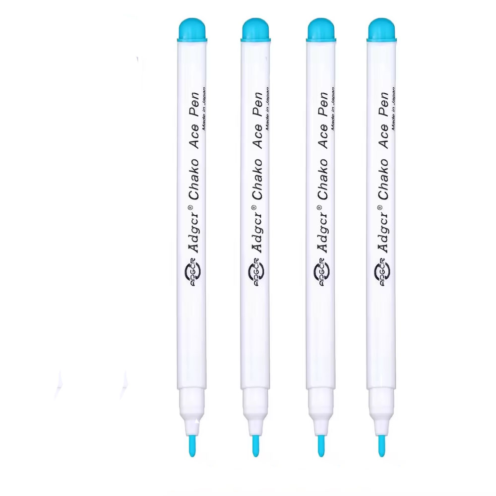 4pcs Blue Ink Disappearing Fabric Marker Pen DIY Cross Stitch Water Erasable  Dressmaking Tailor's Pen for Quilting Sewing Tools