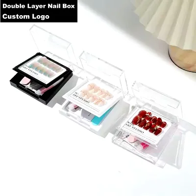 Luxury Double Layer Thicker Press on Nails Storage Box Durable Nail Accs Tools Storage Packing Box for Handmade Nails