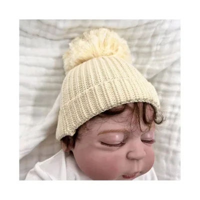 CHEER Custom Winter Newborn Toddler Sprinkle Knit Pure Cotton Knitted New Born Baby Hat and Beanie Pom for Babies