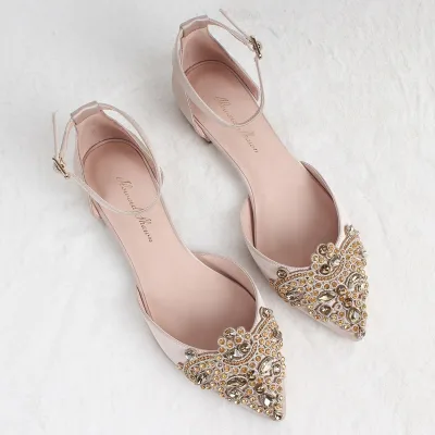 2025 Custom Women's High Quality Luxury Flat Party Wedding Pumps Embroidered Shoes From Factory Design for Bride Summer Spring