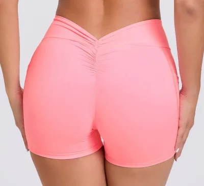 Sexy Women Breathable V Waistband Side Phone Pockets Scrunch Butt Ladies Sports Yoga Wear Workout Shorts Fitness Yoga Shorts