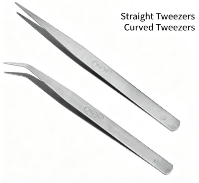High-quality Stainless Steel Elbow Tweezers and Straight Tweezers Small Tweezers Tool Sewing Machine Accessory