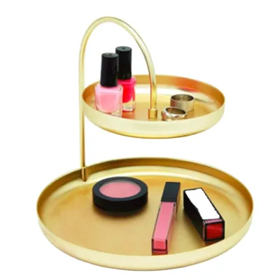 Gold Color Stainless Steel Large Double Jewelry Tray Jewelry Storage Food Tray Rack
