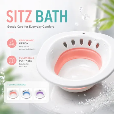 Collapsible Portable Sitz Bath Toilet Postpartum Care Hemorrhoid Relief Perineal Wash Basin
