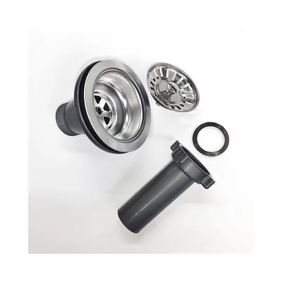 AMERICAN MARKET MODERN Stainless Steel Chrome Plated Kitchen Sink Waste Pipe Drainer Water Stopper Food Filter Grey/White Easy