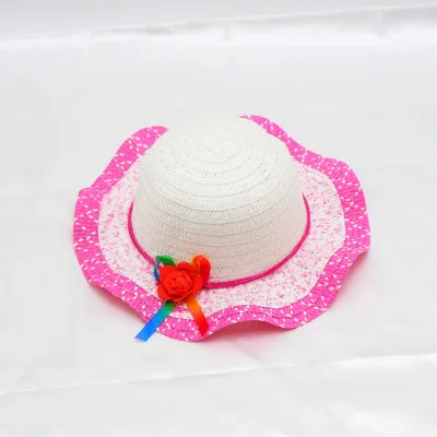 Cute Cartoon Summer Straw Beanie Hat for Baby Girls Foldable Sun Protection for Outdoor Travel and Beach