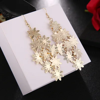 Tassel Drop Earrings with Ear Hooks, Dangle Earrings for Women Golden Silver Fringed Tassel Exaggerated Boho Earrings gift