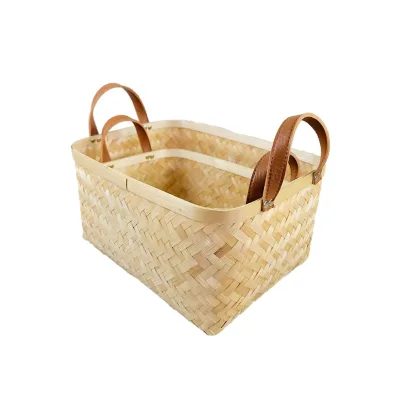 Storage Baskets Natural Bamboo Woven Decorative Baskets for Living Room
