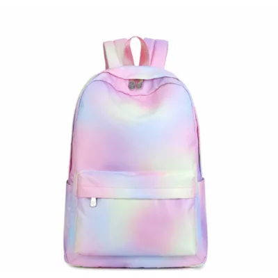 New waterproof polyester backpack for girls gradient colored casual middle school students backpack