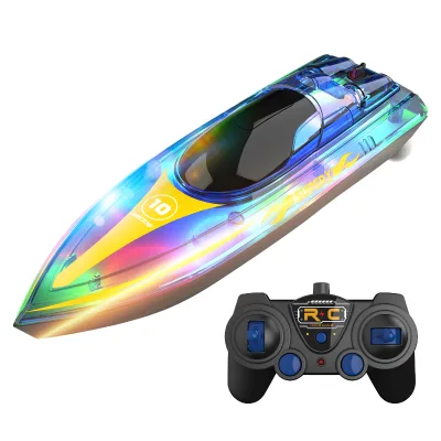 2.4Ghz LED Light Glowing Waterproof Swimming Pool Play Toy Remote Control Boat High Speed 15km/h 500M Range Batteries Not