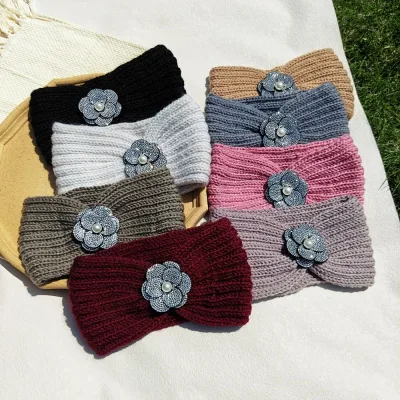 New Arrival Designer Headbands Camellia Pearl Headband for Women Girls Fashion Elegant Knitted Headbands