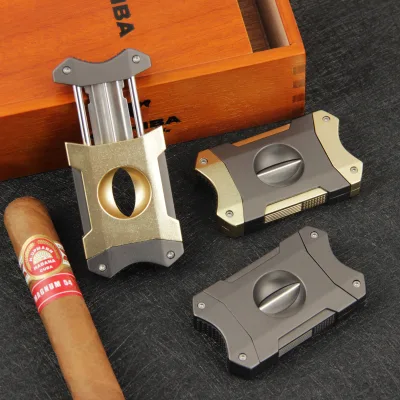 Wholesales Luxury Classic V-Shaped Custom Logo Cigar Cutter Durable Blade Custom Color Cigar Cutters with Logo on Gift Box
