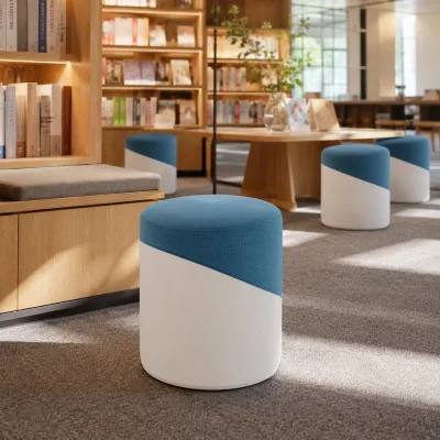Office Ottoman Pouf Compact Portable Lounge Stool Customizable Commercial Coworking Breakout Reception Seating OEM Supplier