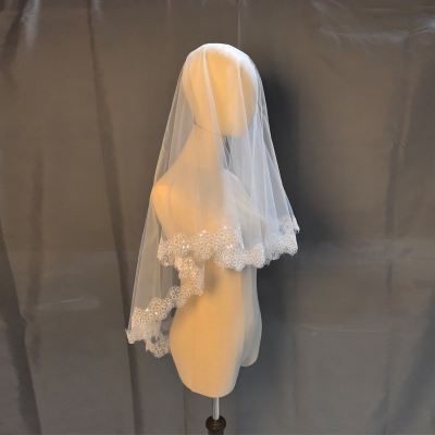 Bride's Wedding Dress Veil Accessory Short Veil Wedding Headpiece Marriage White Lace Veil Single Layer
