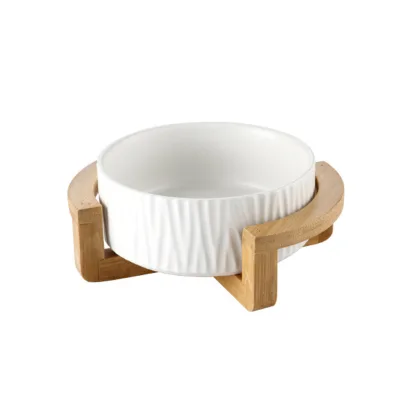 Wholesale 2026 New Style American Style Eco-Friendly Matte Porcelain Salad Bowl Set with Wooden Frame