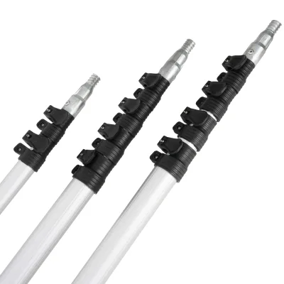 High Reach 6-20 ft Three Heavy Duty Section Carbon Fiber Telescopic Water Fed Pole Multi-function Manufacturer Window Cleaning