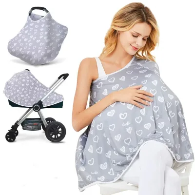 Baby Car Seat Canopy, Infant Carseat Cover Universal Fit, Lightweight Breathable Soft Carseat Canopy Nursing Cover 2 in 1