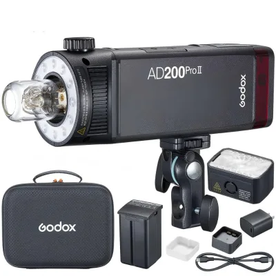 AD200Pro II TTL 2.4G Wireless Camera Pocket Flash 1/8000 HSS 200 Full Lightweight Aluminum Alloy Battery Included Video