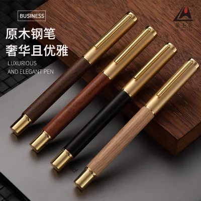 26# Raw Wood Luxury Exquisite Fountain Pen with Stainless Steel Tip 0.5mm Writing Width for Writing Students and Finance