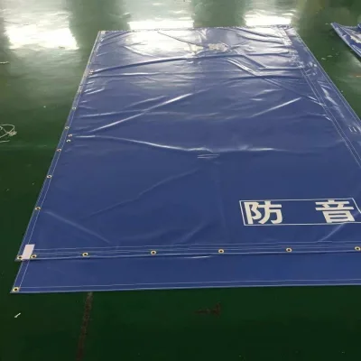 Blue PVC Tarpaulin Sound Proof Fabric Block Factory Machinery Noise 1.0mm Noise Reduction Control Demolition Work
