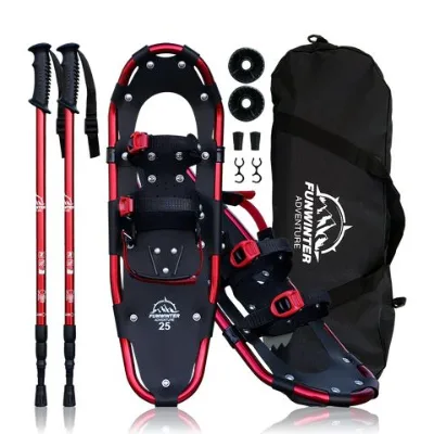 BSCI Factory OEM Wholesale Custom CE All Terrain Snowshoes Funwinter Snowshoe Ratchet Binding Black Snow Shoes for Men Kids