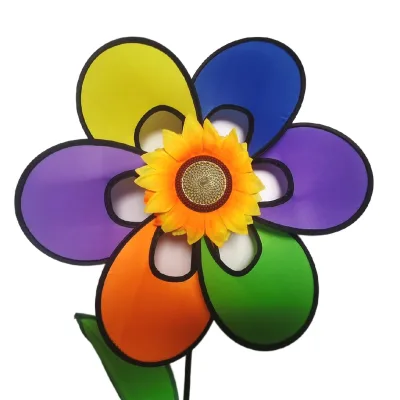 Single Layer Hollow Out Children's Hand-held Garden Windmill Outdoor Toy with Polyester Fiberglass Pole Customizable Size Color