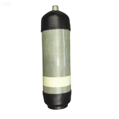 High Quality HPA Cylinder Carbon Fiber High Pressure 9L 30MPa Scuba Diving Tank with Black Rubber Cushion