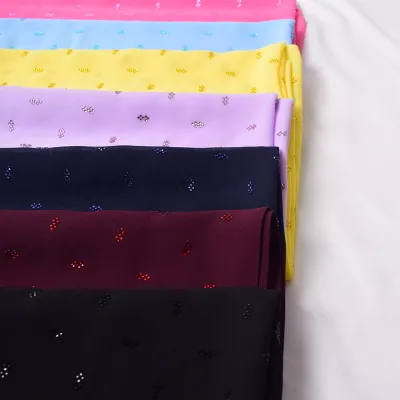 Custom Silk Chiffon Hijab Women with Sparkly Rhinestone Diamond Super Quality Multi Color Full Diamond Chiffon Hijabs